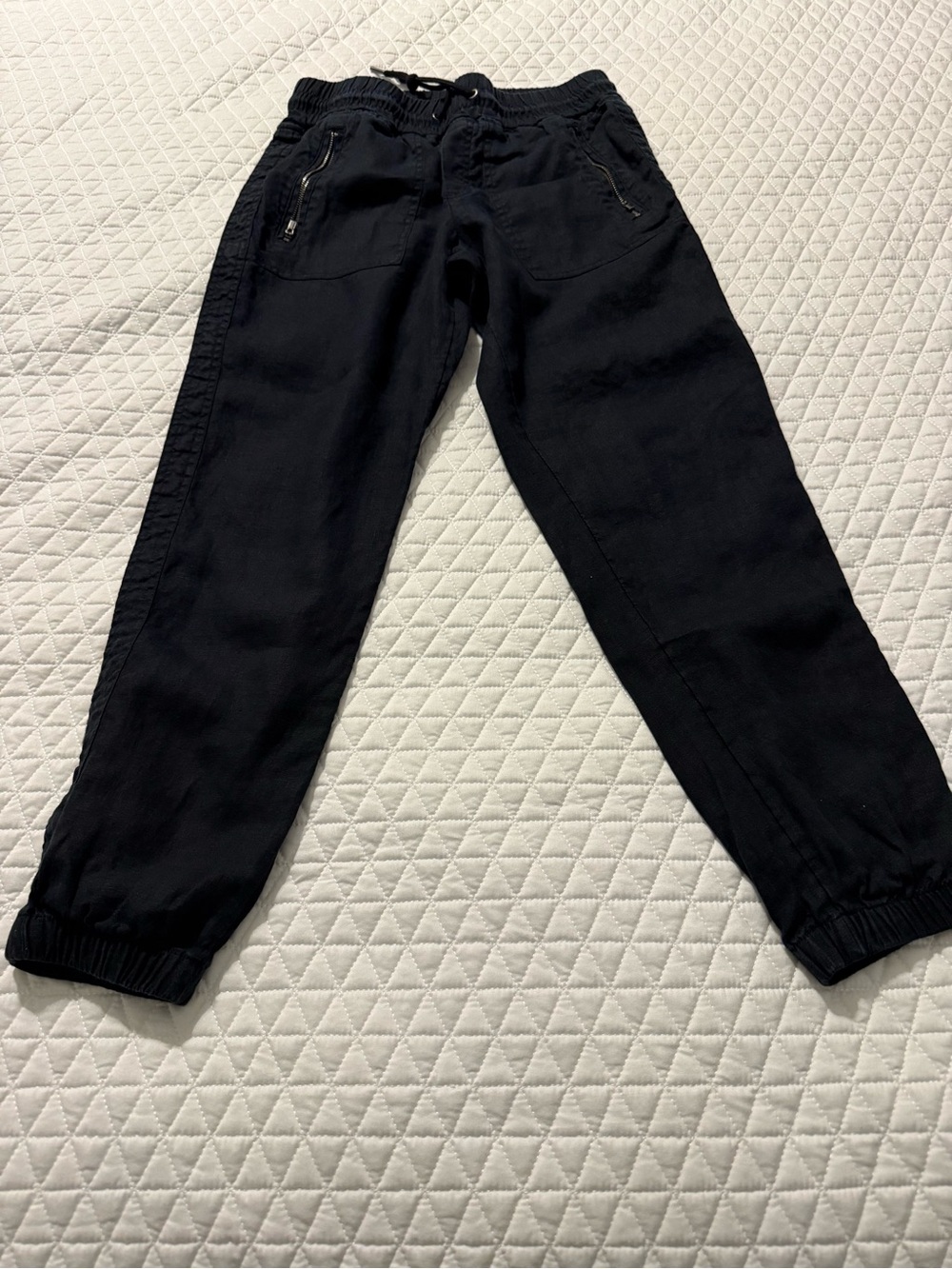 Athleta Black linen-like Women's Jogger Track Pants with Zip Pockets
